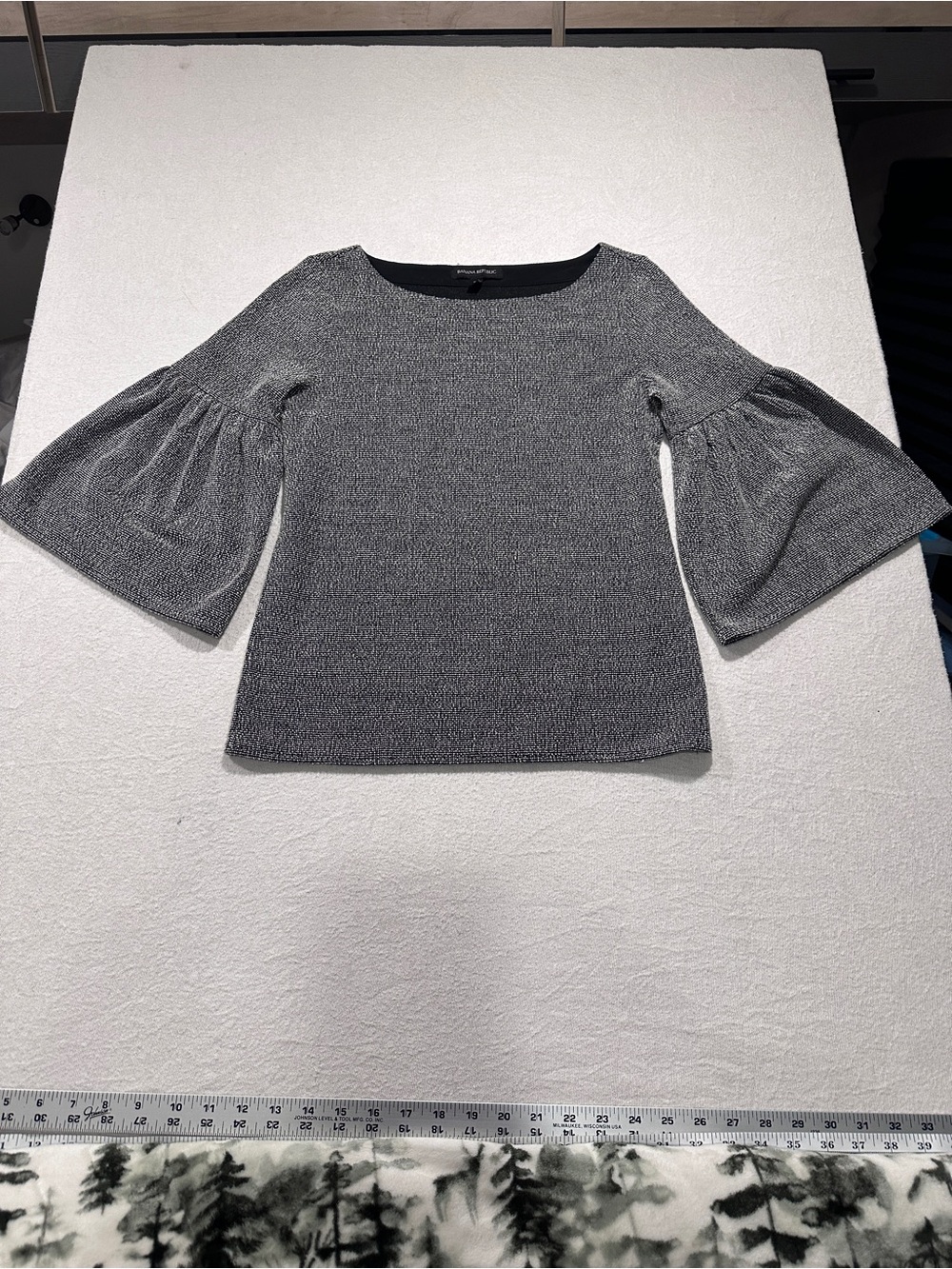 Banana Republic Black and White Bell-Sleeve Knit Top